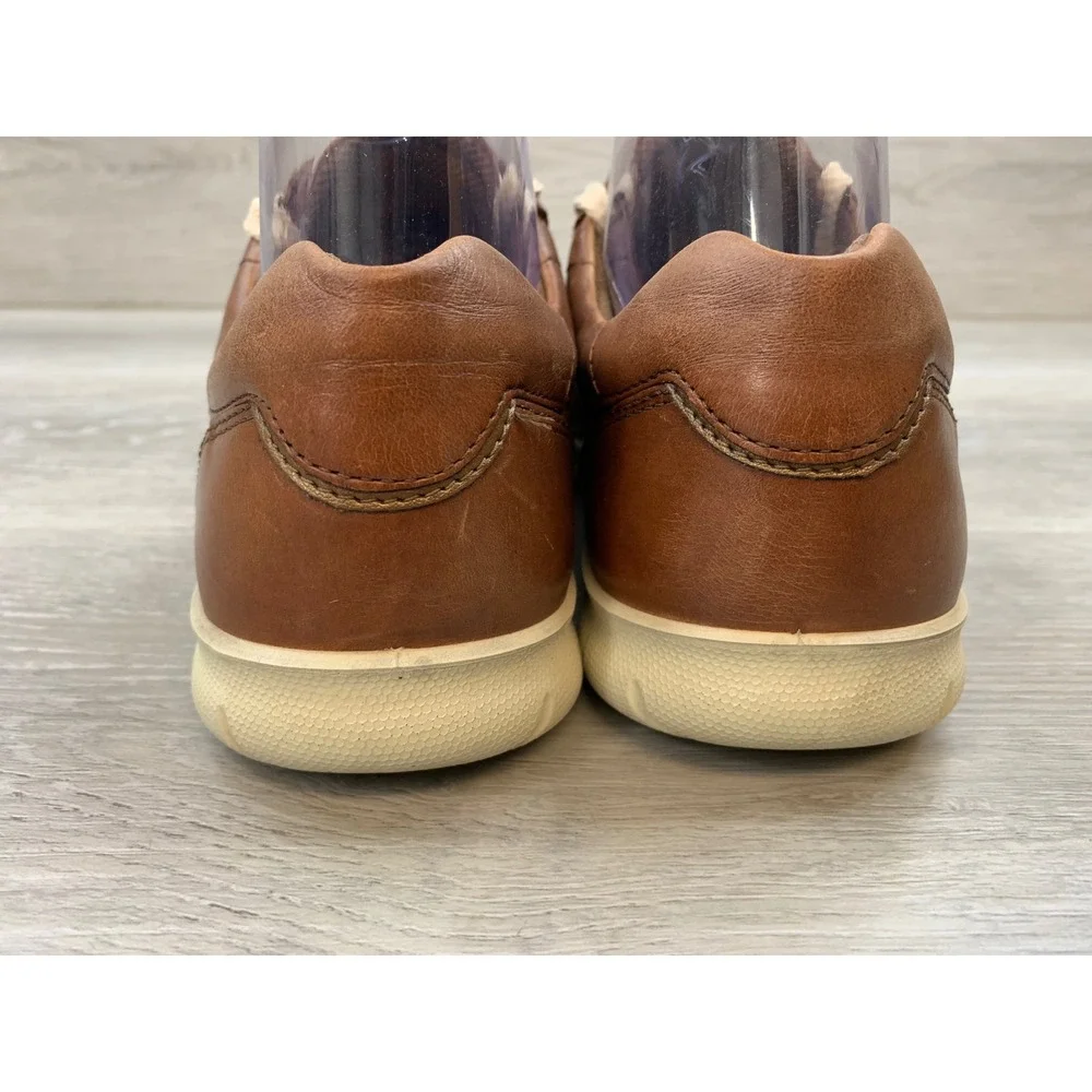 ECCO Women's Brown Leather Lace Up Sneakers Low Top Casual Comfort Shoes